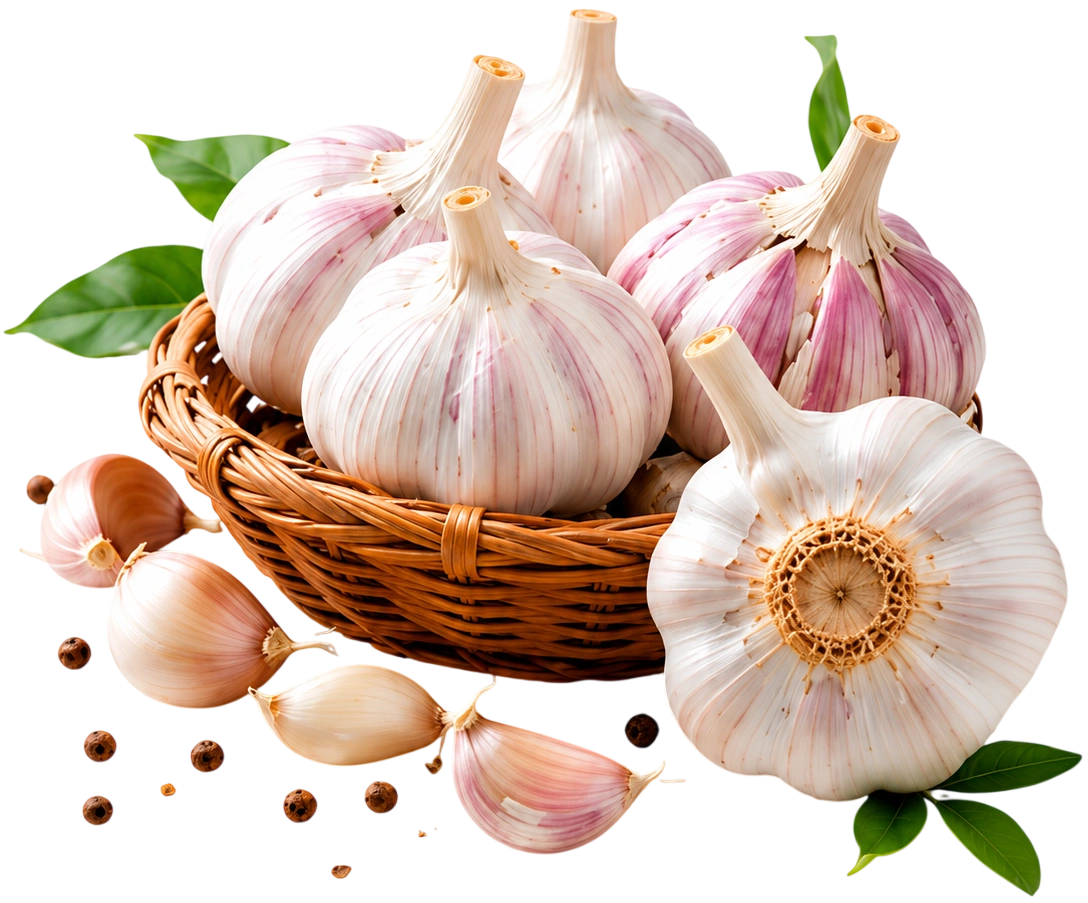 Garlic bulbs in a basket