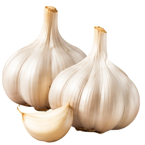 Garlic bulbs and a single clove